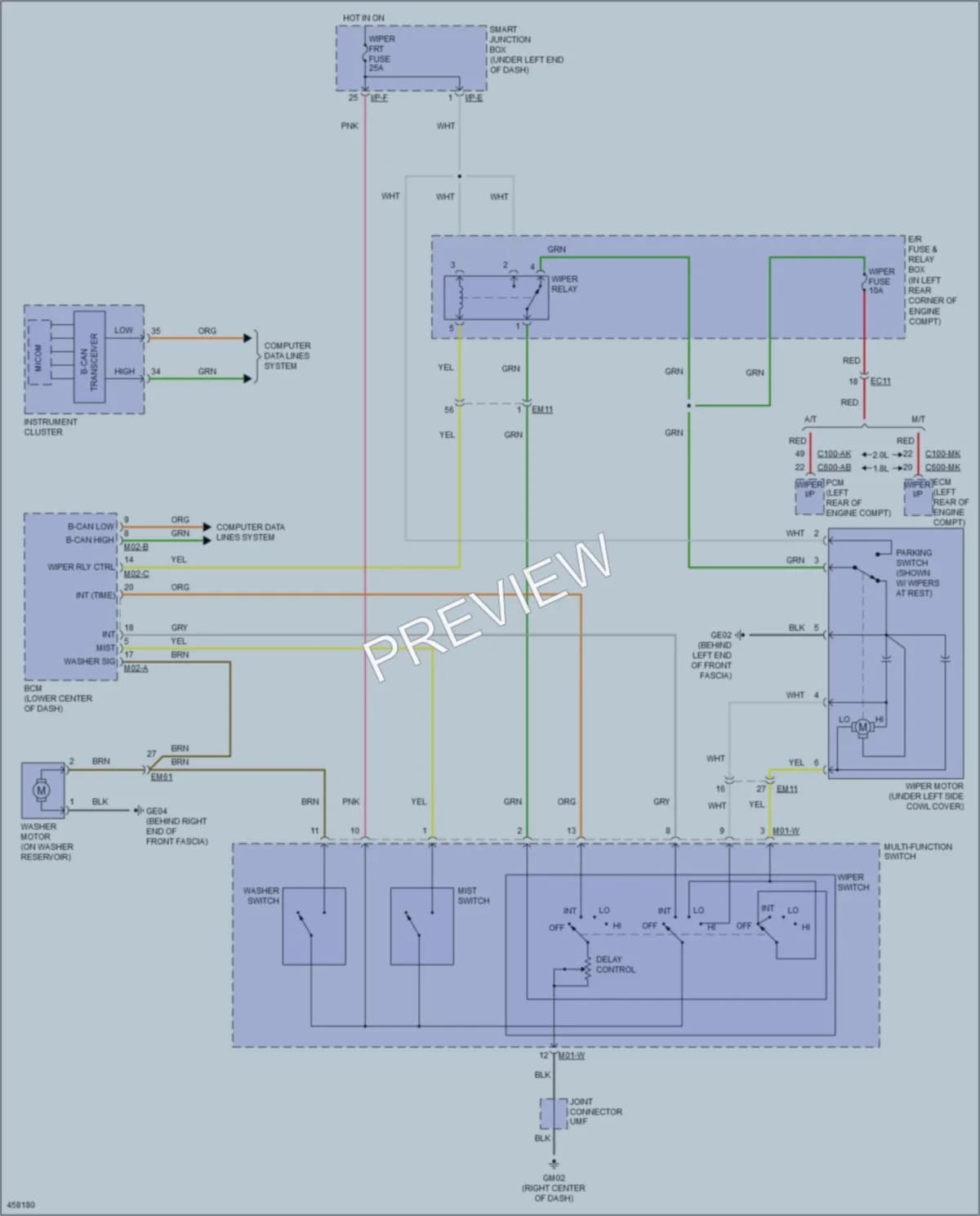 2015 Hyundai Elantra Wiper Washer wiring diagram preview