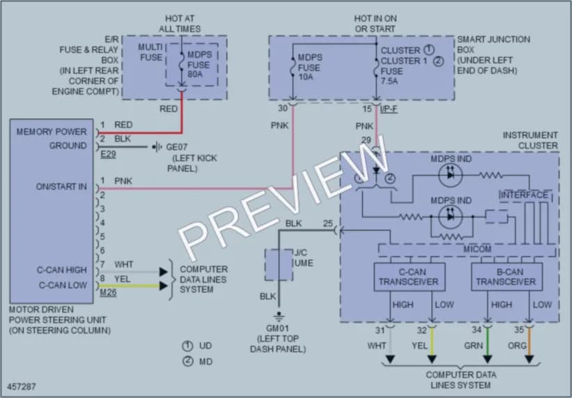 2015 Hyundai ElantraGT Electronic Power Steering wiring diagram preview