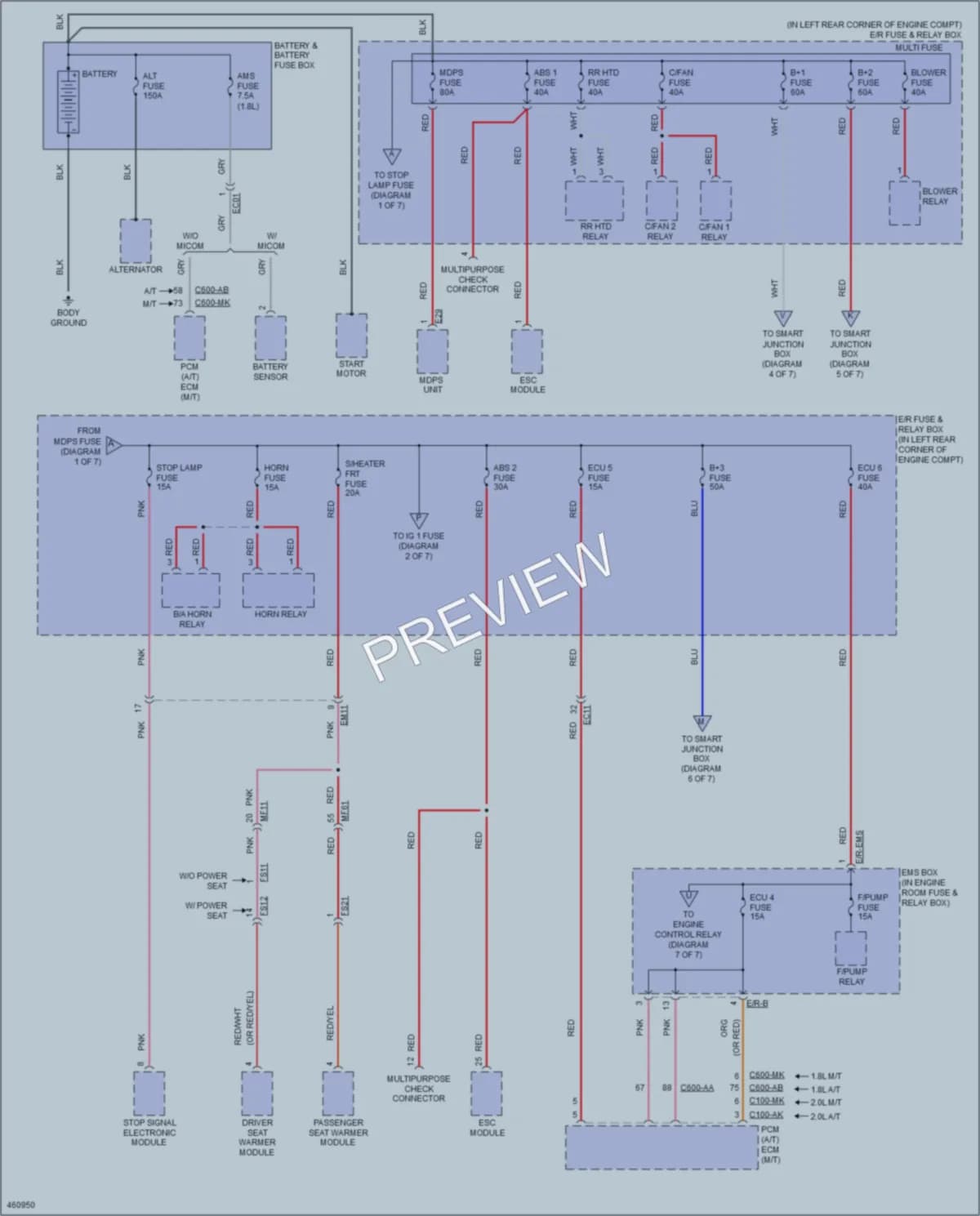 2015 Hyundai ElantraGT Power Distribution wiring diagram preview