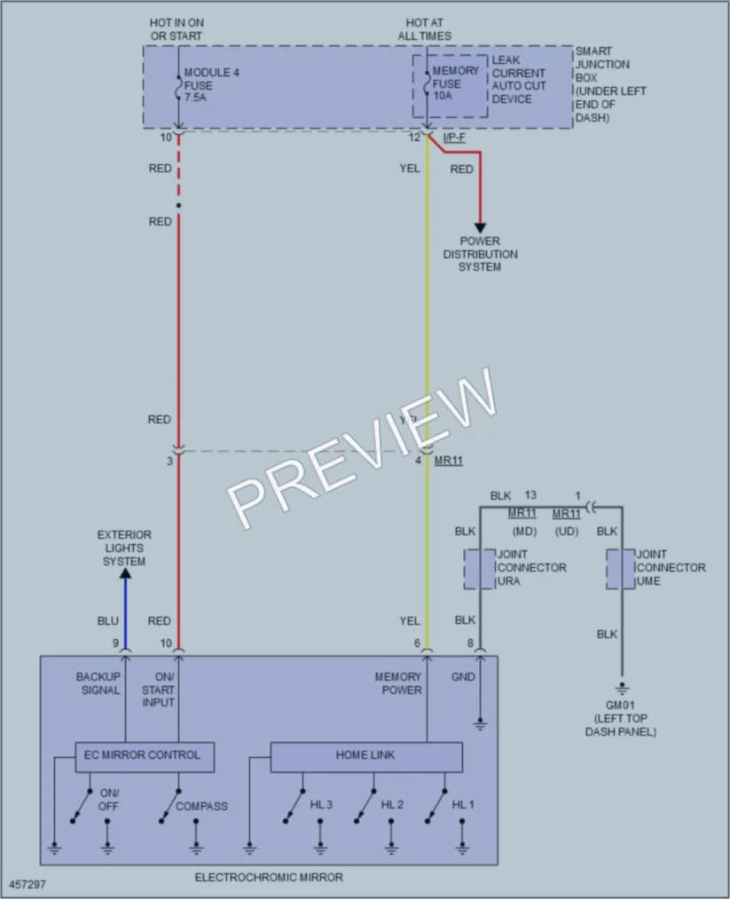 2015 Hyundai ElantraGT Power Mirrors wiring diagram preview