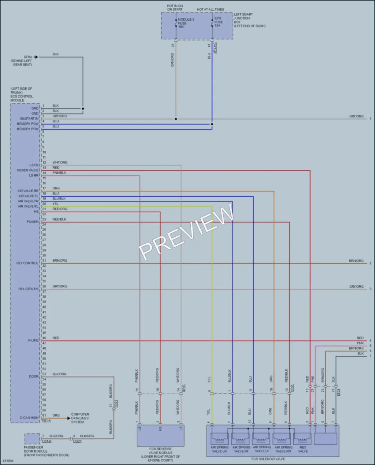 2015 Hyundai Equus Electronic Suspension wiring diagram preview