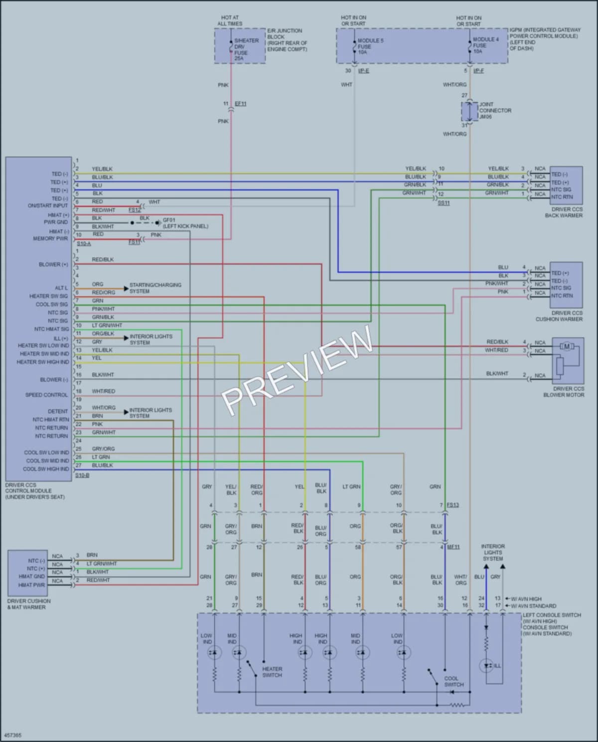 2015 Hyundai Genesis Power Seats wiring diagram preview