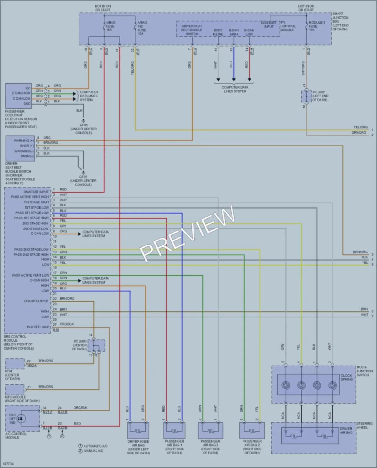 2015 Hyundai SantaFe Supplemental Restraints wiring diagram preview