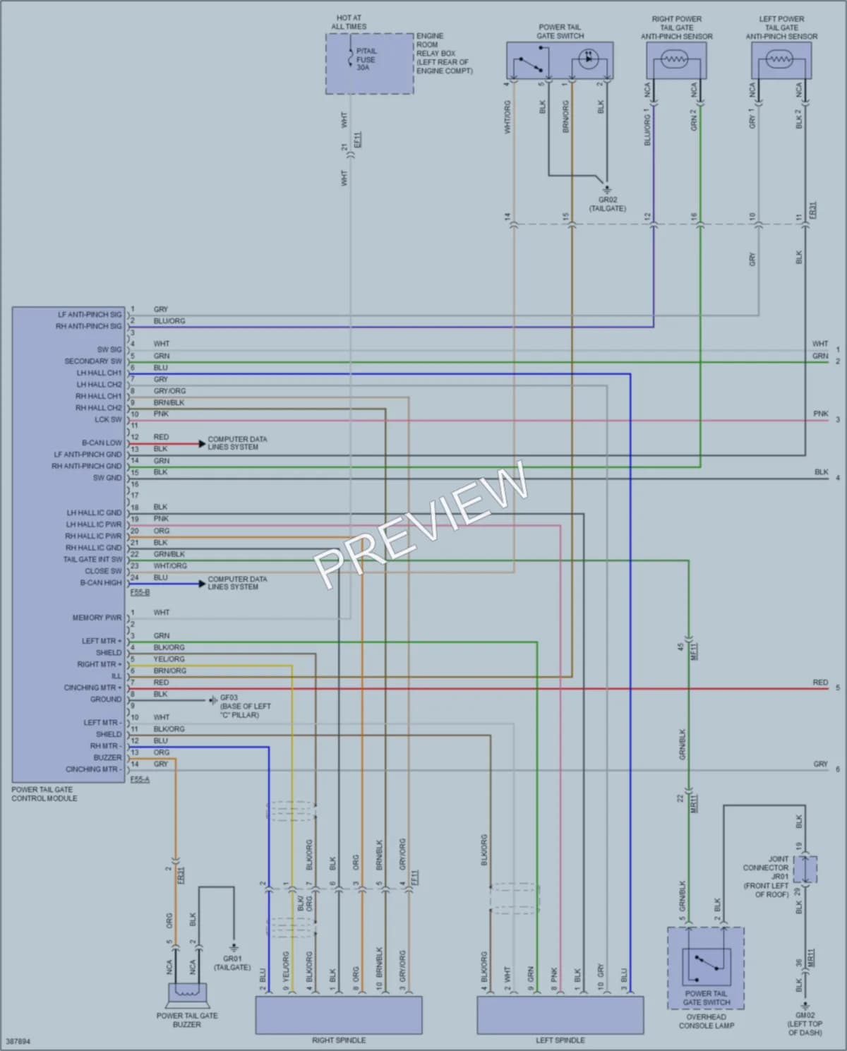 2015 Hyundai SantaFe Trunk Tailgate Fuel Door wiring diagram preview