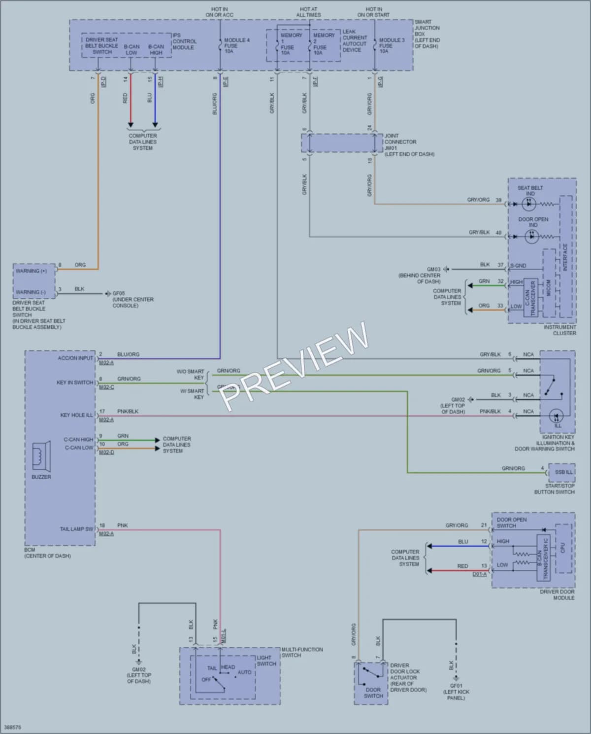 2015 Hyundai SantaFe Warning Systems wiring diagram preview