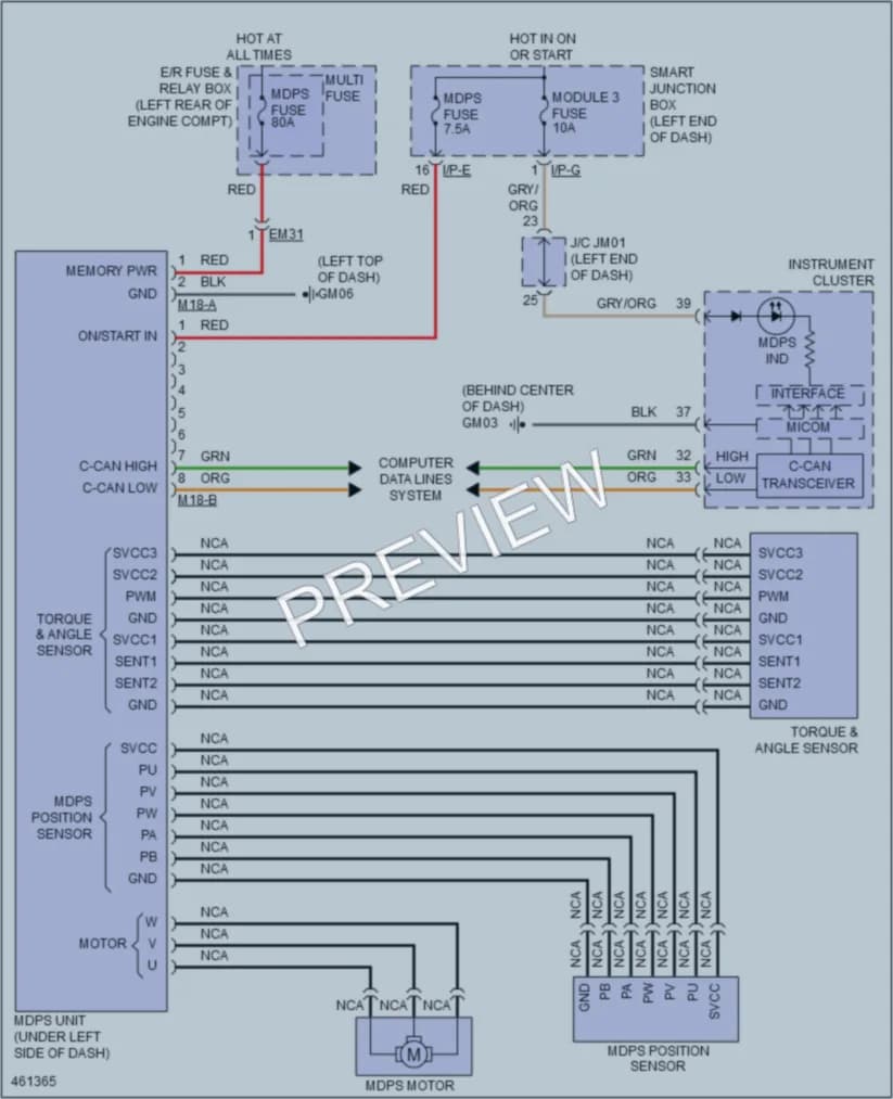 2015 Hyundai SantaFeSport Electronic Power Steering wiring diagram preview