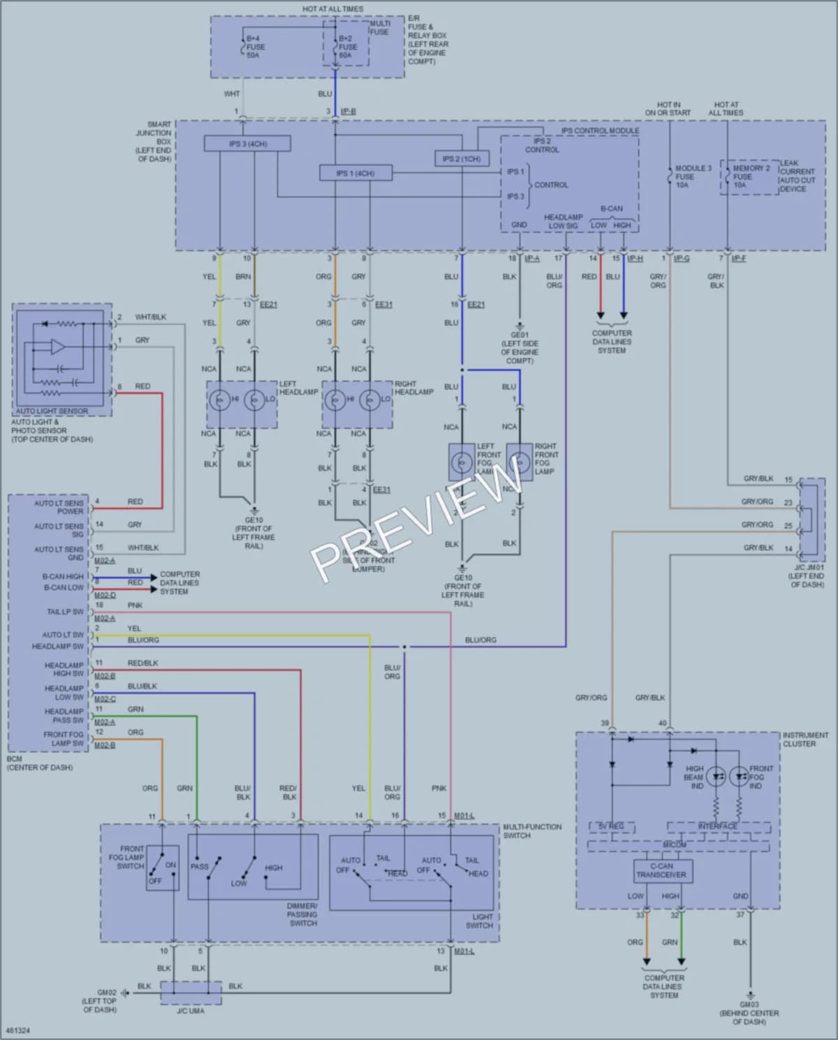 2015 Hyundai SantaFeSport Headlights wiring diagram preview