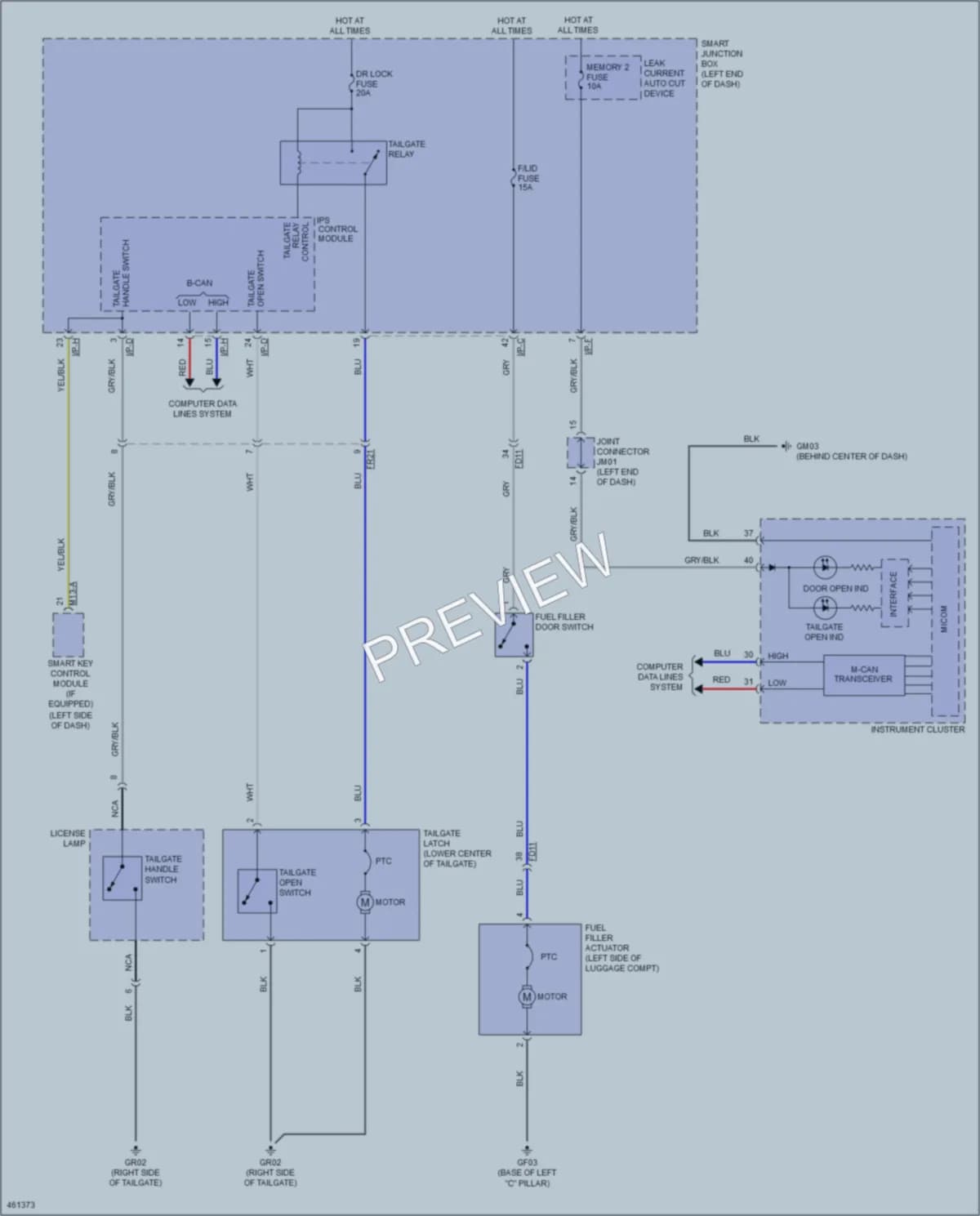 2015 Hyundai SantaFeSport Trunk Tailgate Fuel Door wiring diagram preview