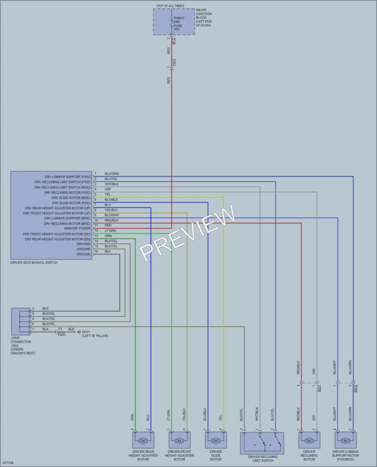 2015 Hyundai Sonata Power Seats wiring diagram preview
