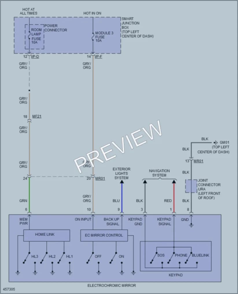 2015 Hyundai Tucson Power Mirrors wiring diagram preview