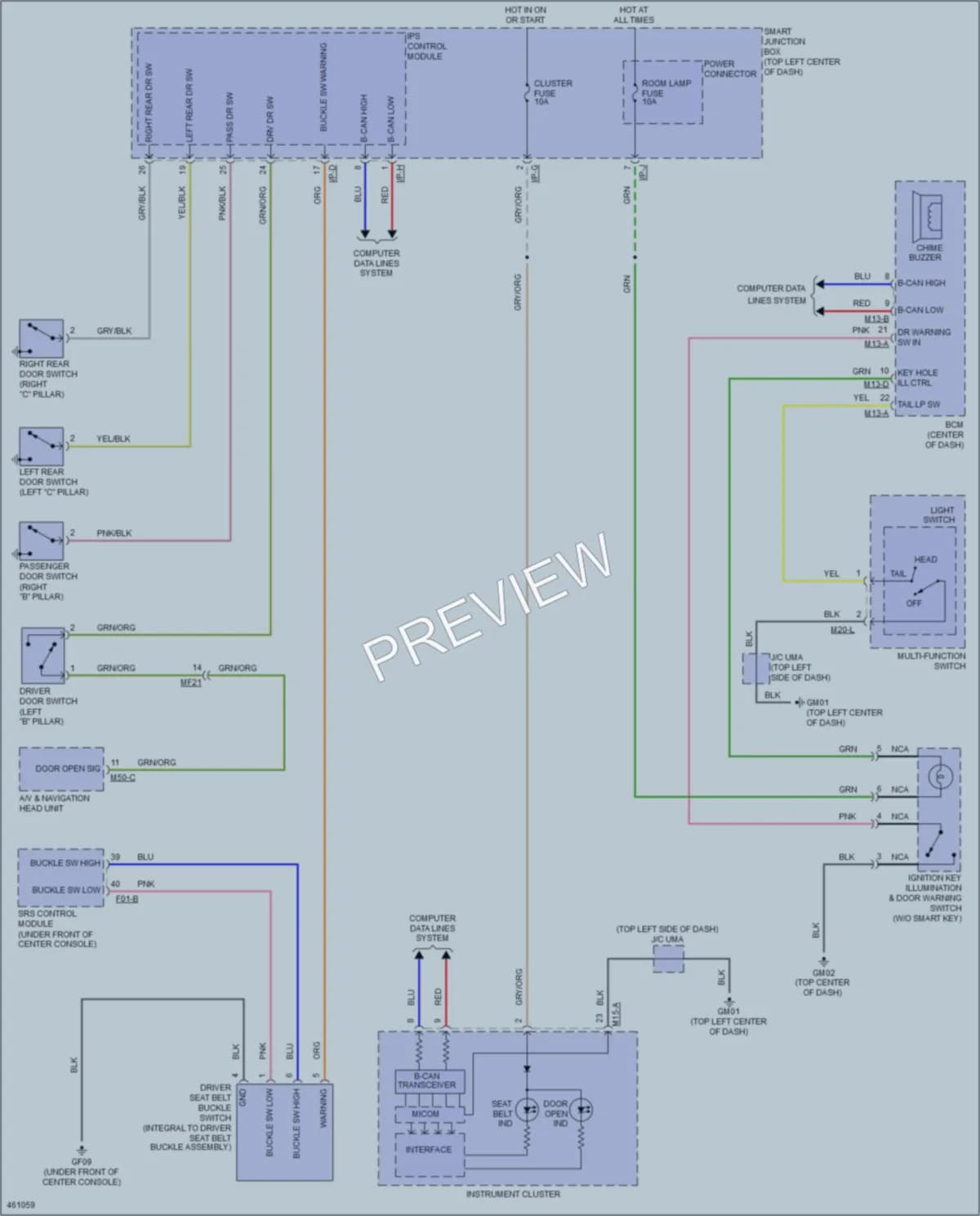2015 Hyundai Tucson Warning Systems wiring diagram preview