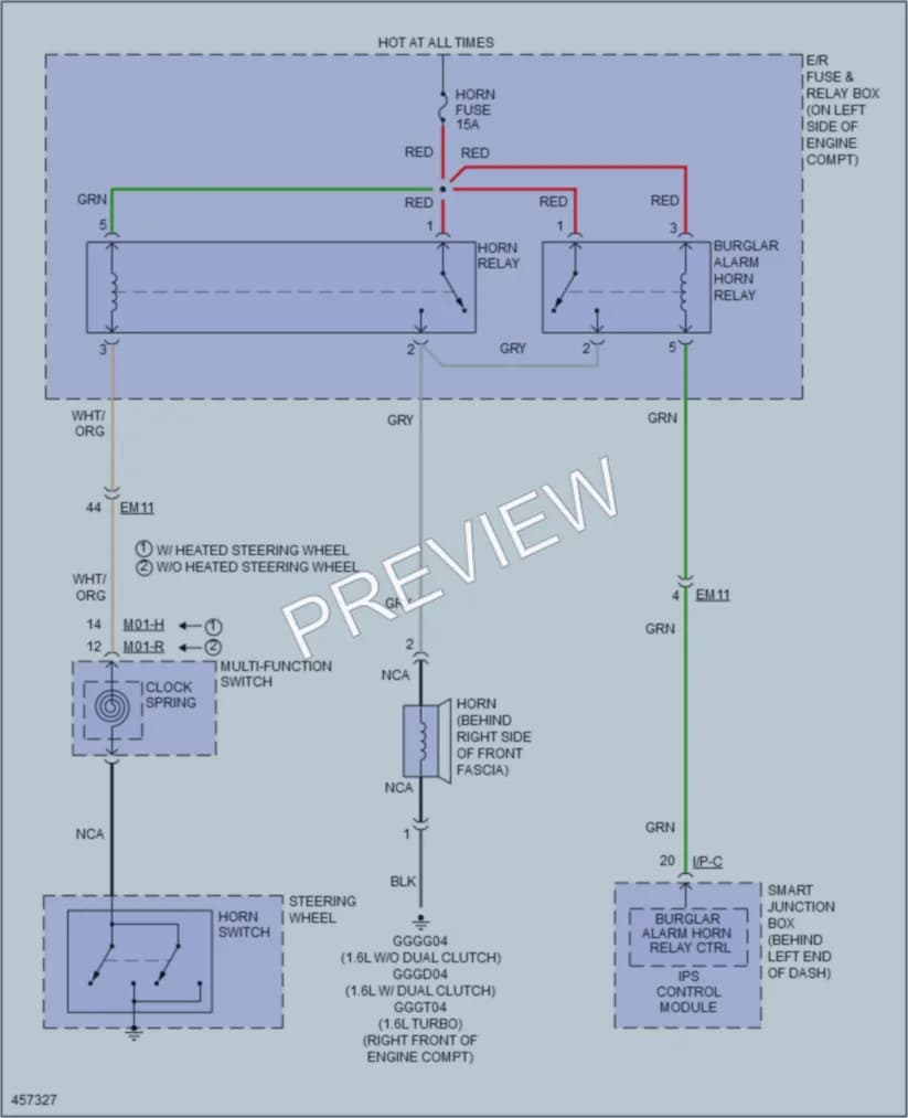 2015 Hyundai Veloster Horn wiring diagram preview