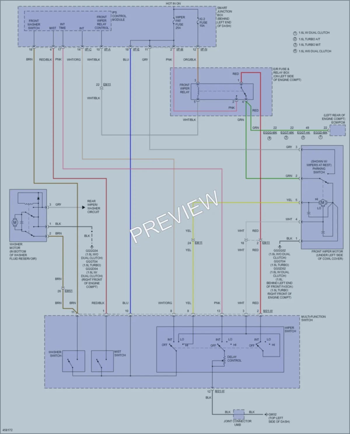 2015 Hyundai Veloster Wiper Washer wiring diagram preview
