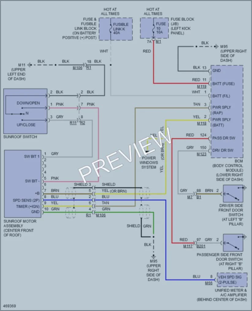 2015 Infiniti Q40 Power Top Sunroof wiring diagram preview