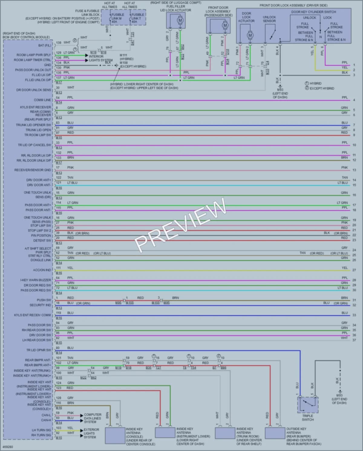 2015 Infiniti Q50 Power Door Locks wiring diagram preview