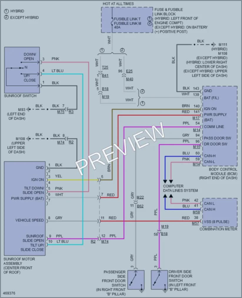 2015 Infiniti Q50 Power Top Sunroof wiring diagram preview