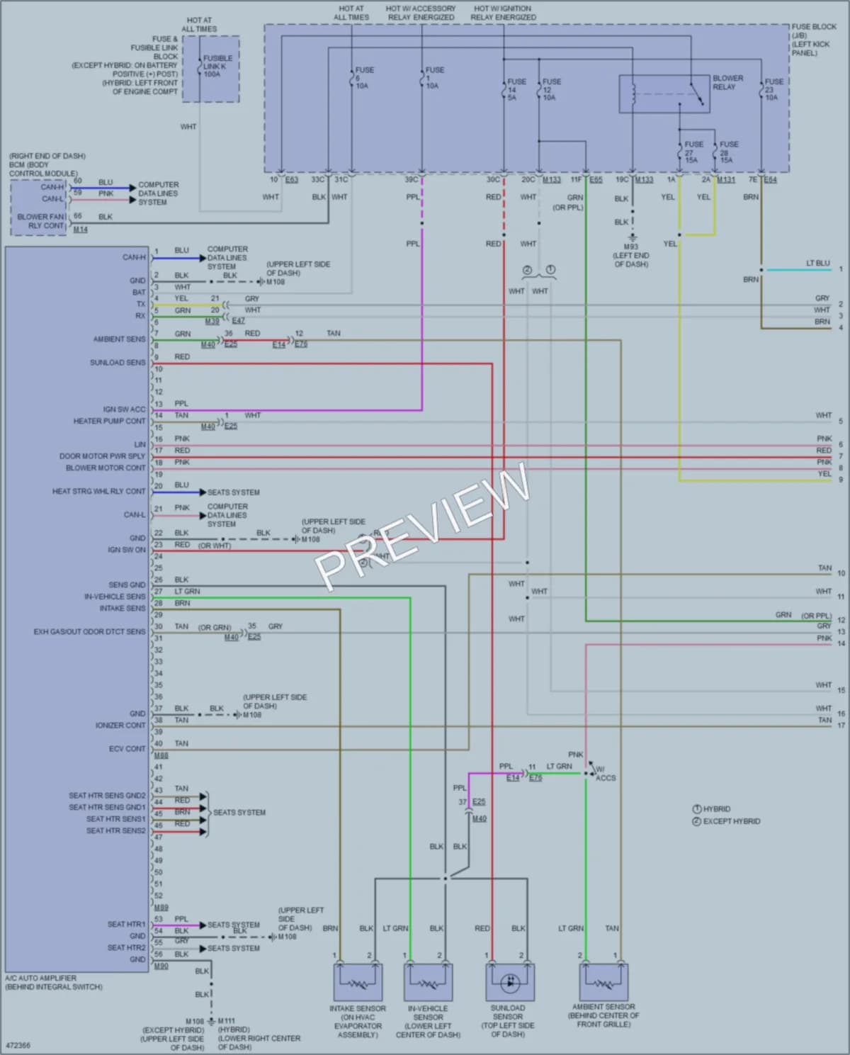 2015 Infiniti Q50Hybrid Air Conditioning wiring diagram preview