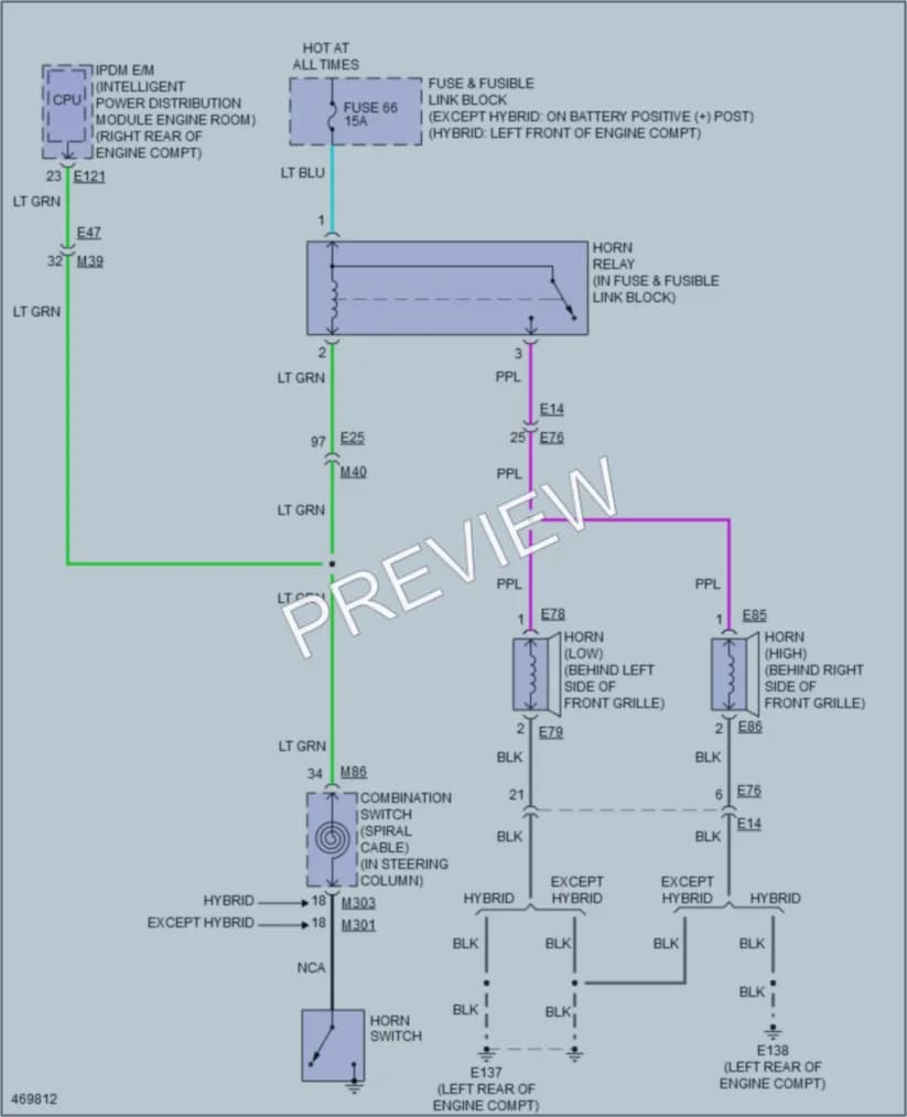 2015 Infiniti Q50Hybrid Horn wiring diagram preview