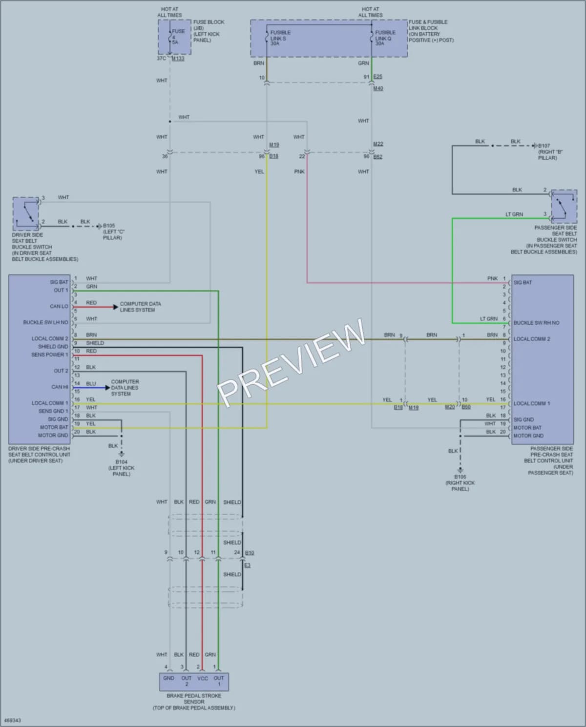2015 Infiniti Q50Hybrid Passive Restraints wiring diagram preview