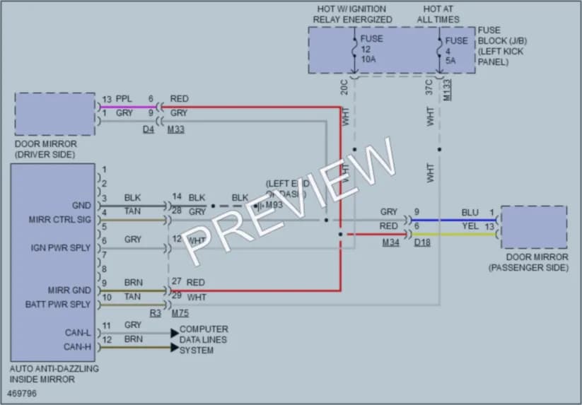 2015 Infiniti Q50Hybrid Power Mirrors wiring diagram preview
