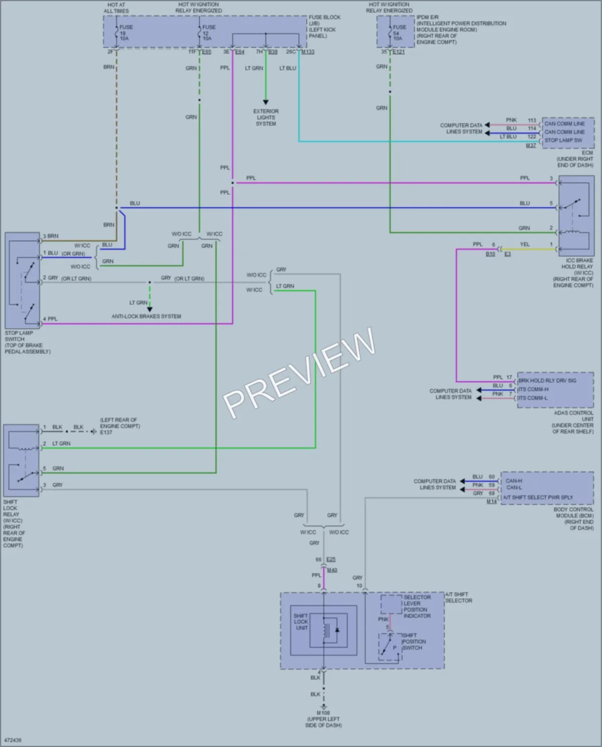 2015 Infiniti Q50Hybrid Shift Interlock wiring diagram preview