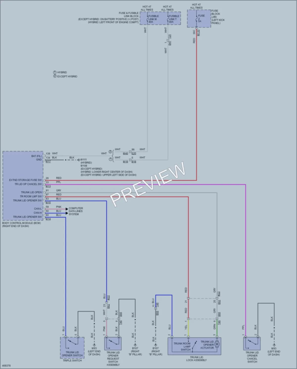2015 Infiniti Q50Hybrid Trunk Tailgate Fuel Door wiring diagram preview