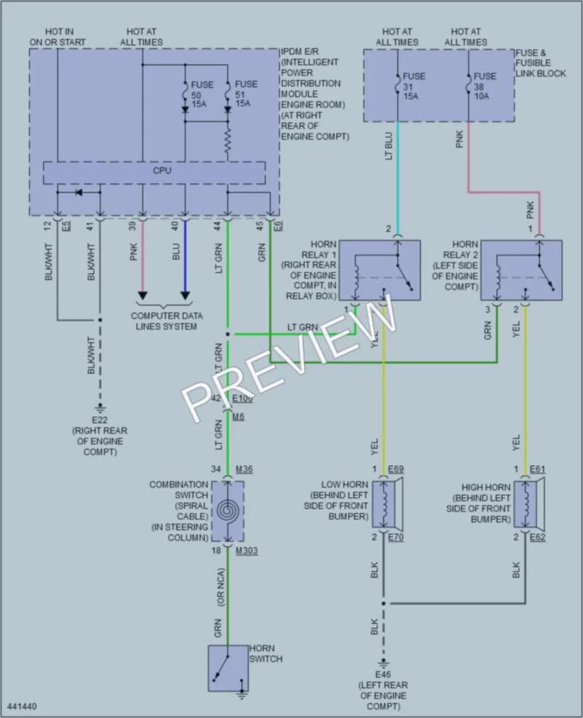 2015 Infiniti Q60 Horn wiring diagram preview