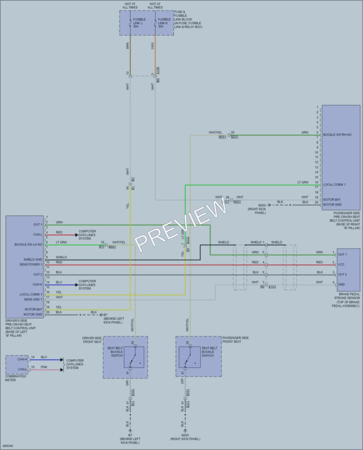 2015 Infiniti Q70 Passive Restraints wiring diagram preview