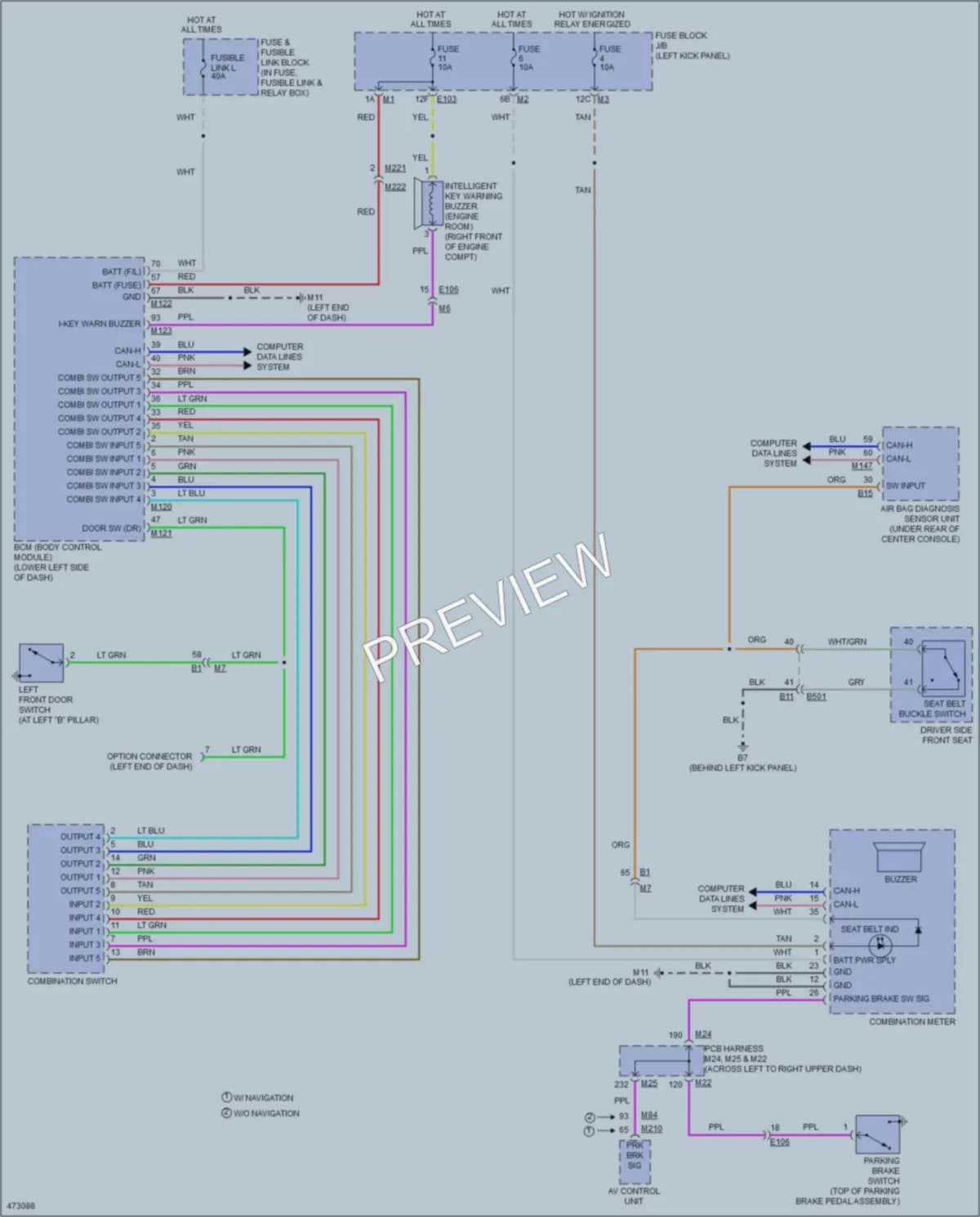 2015 Infiniti Q70Hybrid Warning Systems wiring diagram preview