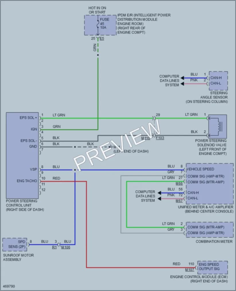 2015 Infiniti QX50 Electronic Power Steering wiring diagram preview
