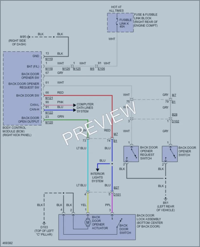 2015 Infiniti QX50 Trunk Tailgate Fuel Door wiring diagram preview