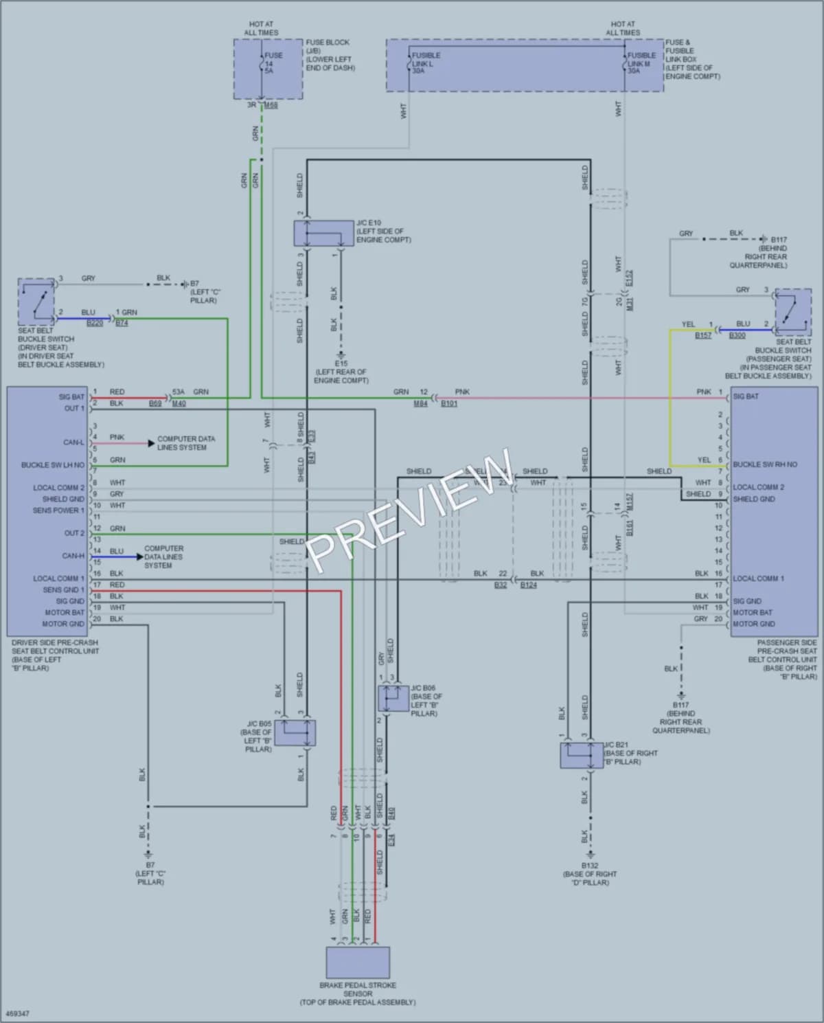 2015 Infiniti QX60 Passive Restraints wiring diagram preview