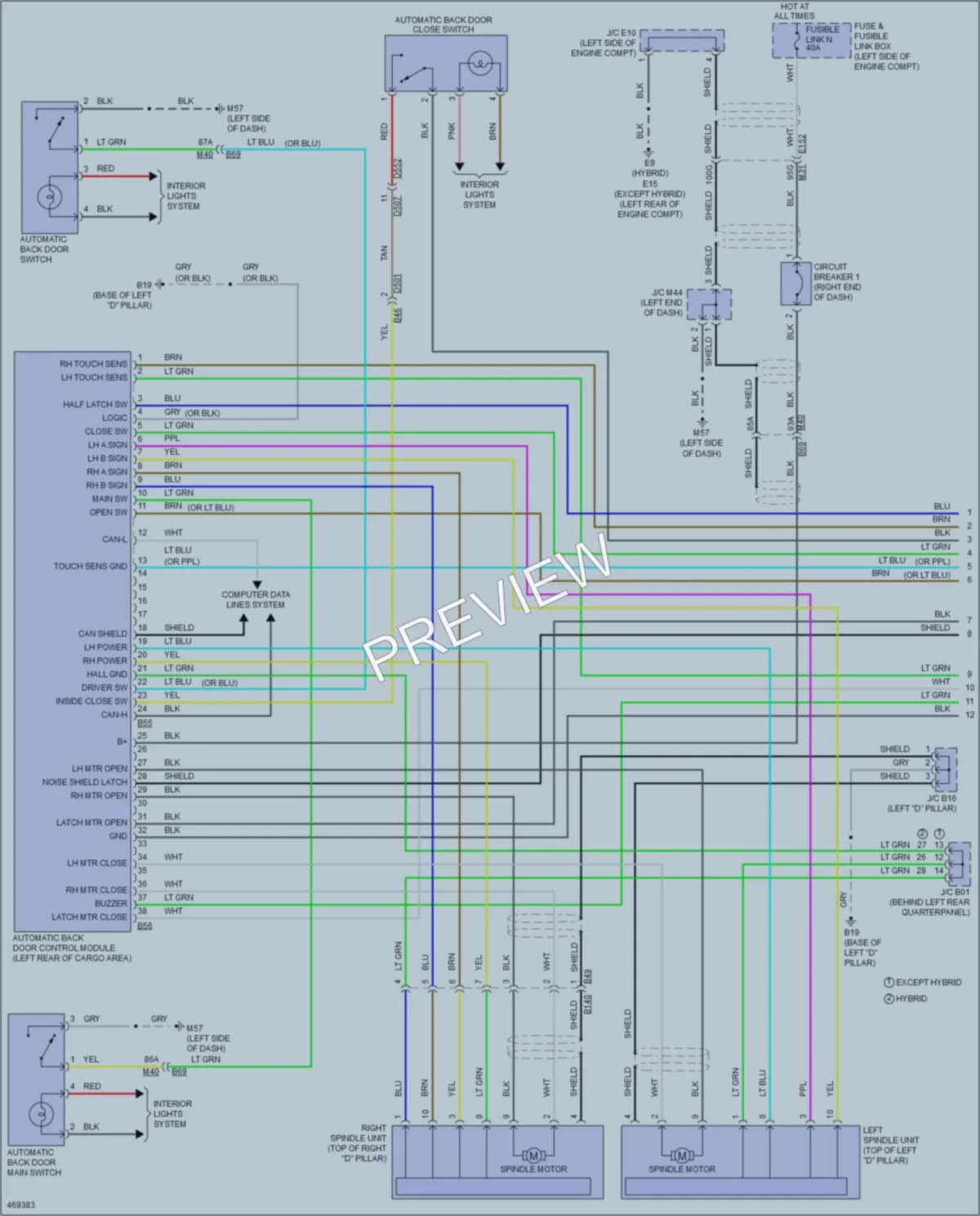 2015 Infiniti QX60 Trunk Tailgate Fuel Door wiring diagram preview