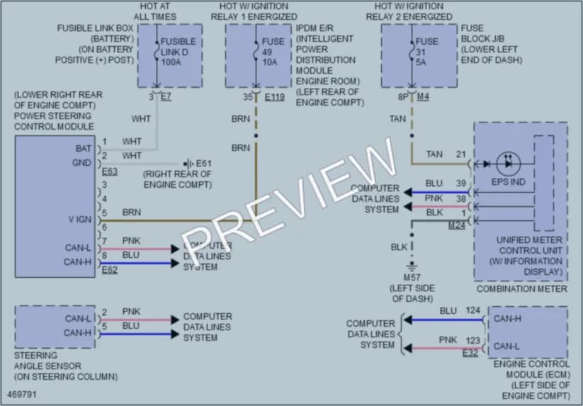 2015 Infiniti QX60Hybrid Electronic Power Steering wiring diagram preview
