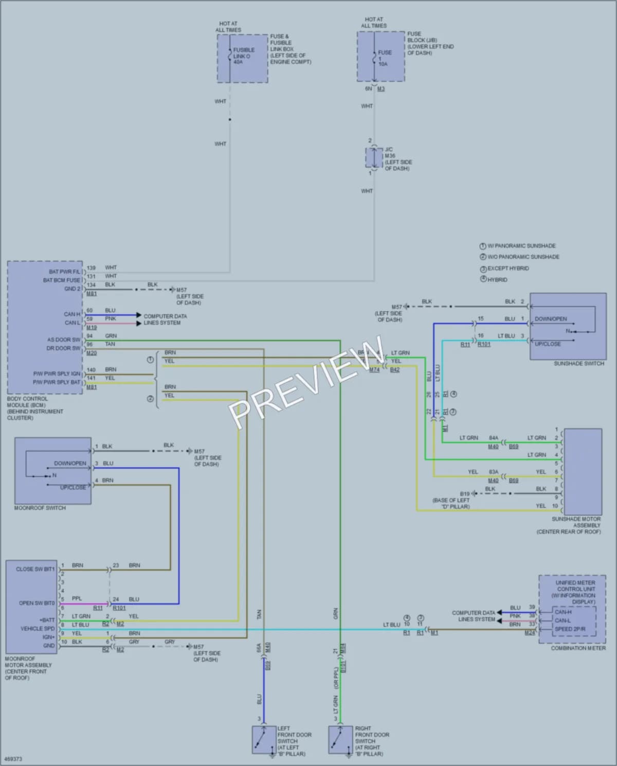 2015 Infiniti QX60Hybrid Power Top Sunroof wiring diagram preview