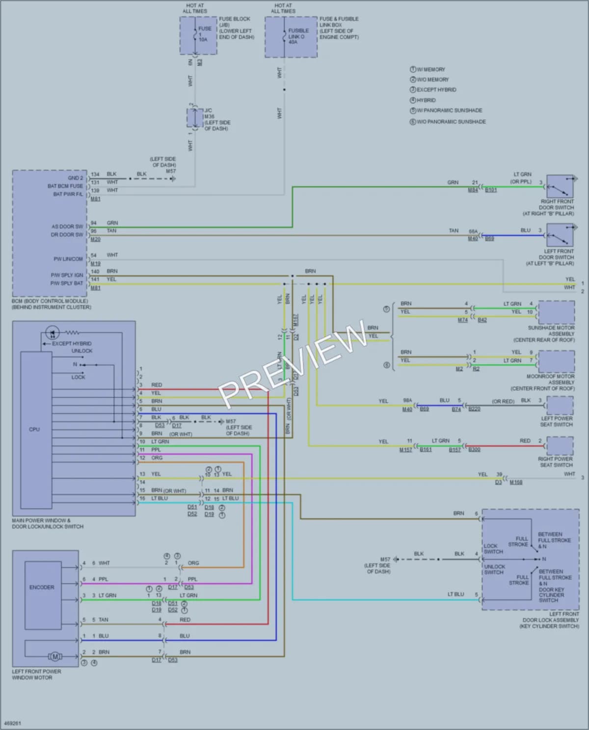 2015 Infiniti QX60Hybrid Power Windows wiring diagram preview