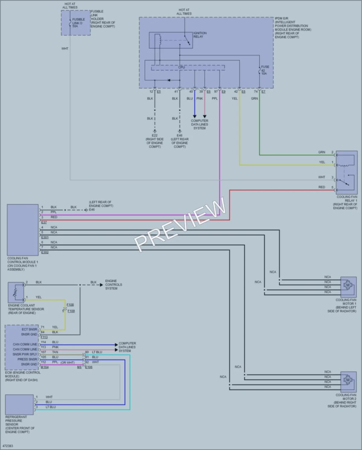 2015 Infiniti QX70 Cooling Fan wiring diagram preview