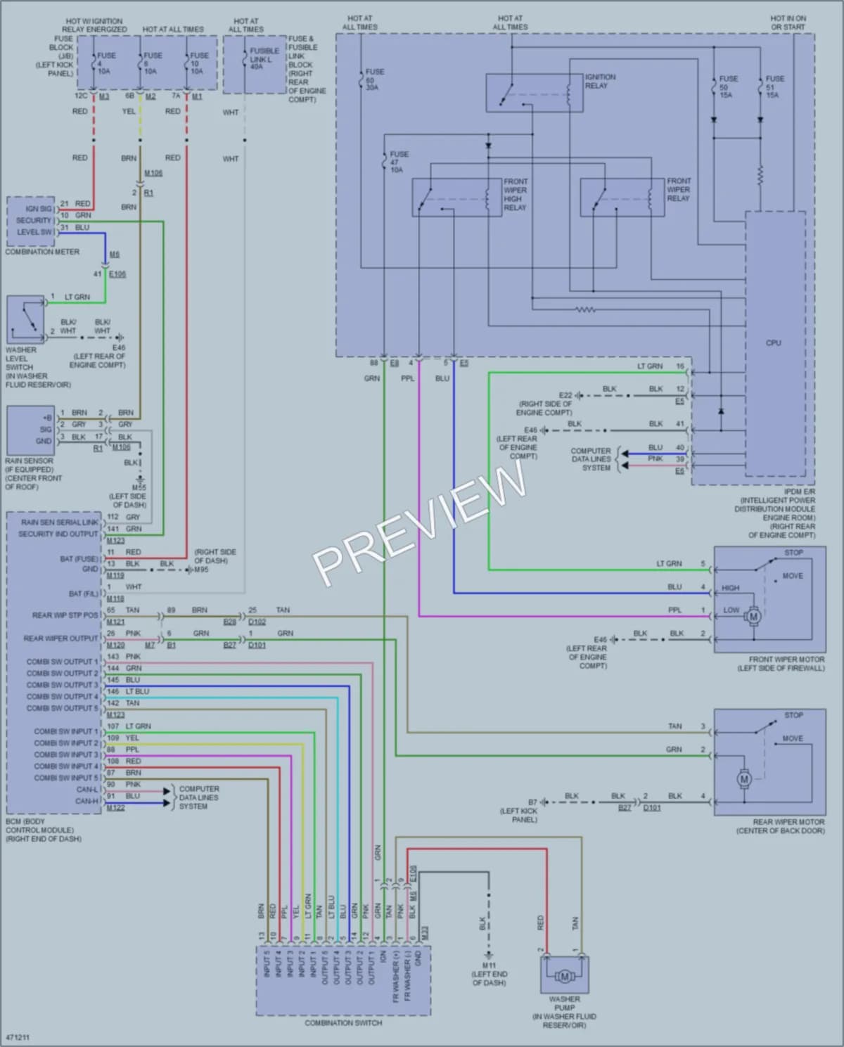 2015 Infiniti QX70 Wiper Washer wiring diagram preview