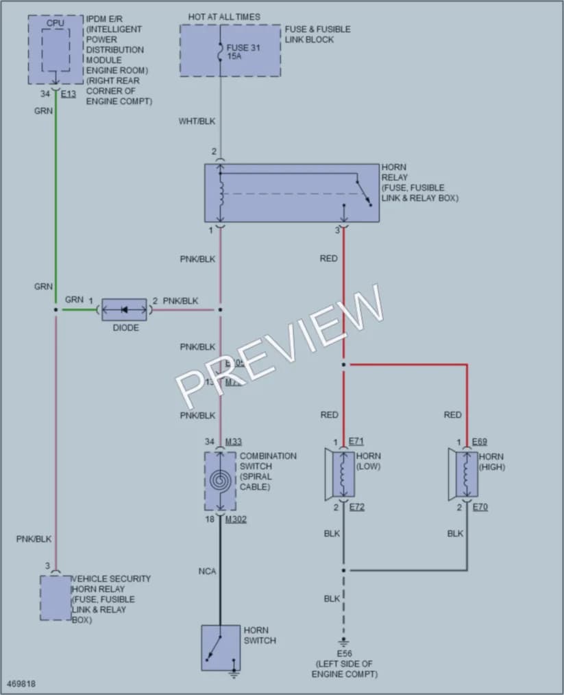 2015 Infiniti QX80 Horn wiring diagram preview