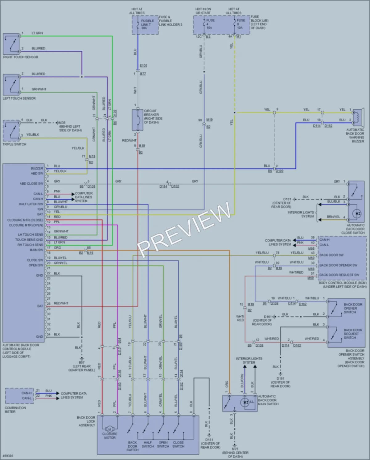 2015 Infiniti QX80 Trunk Tailgate Fuel Door wiring diagram preview