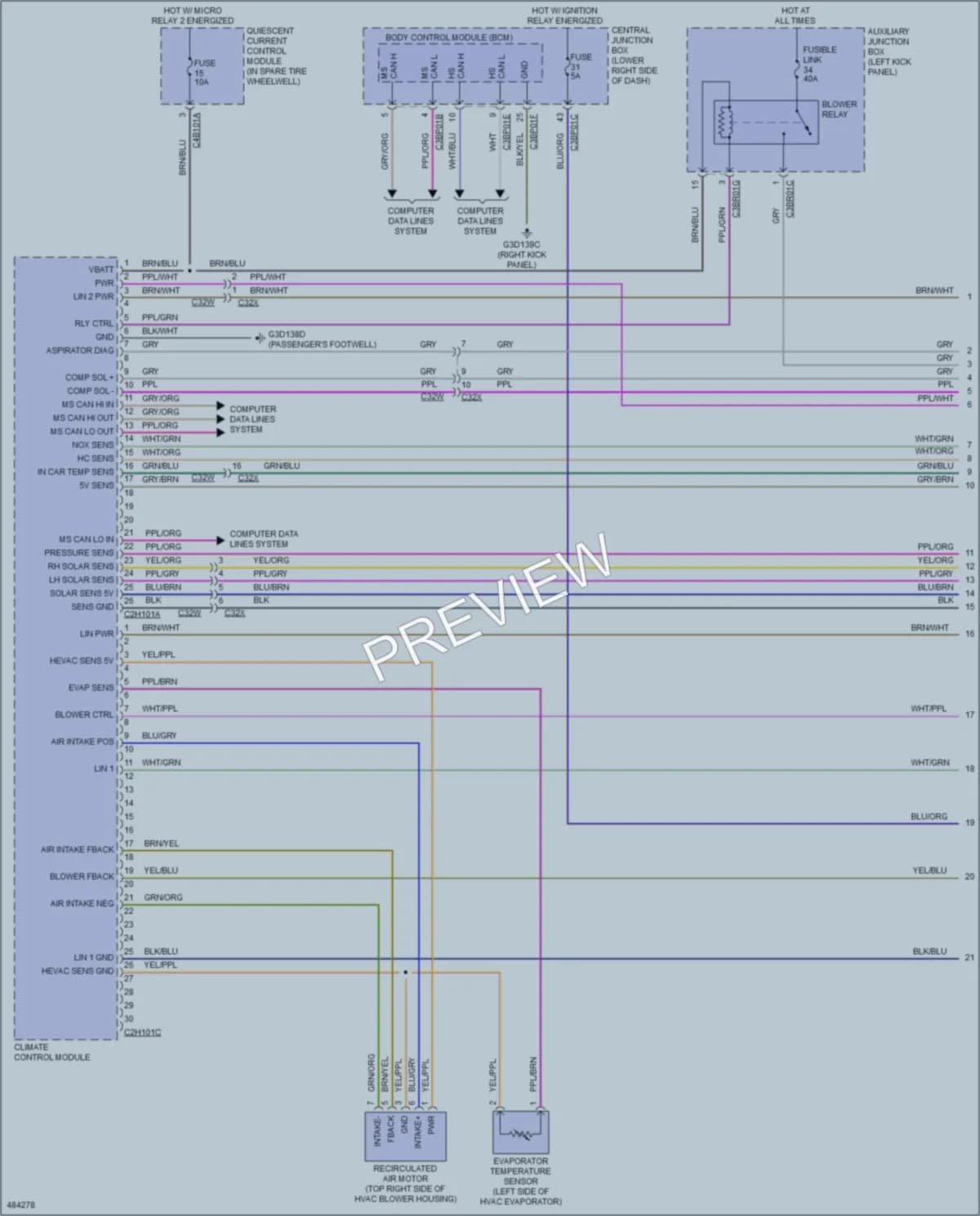2015 Jaguar FType Air Conditioning wiring diagram preview