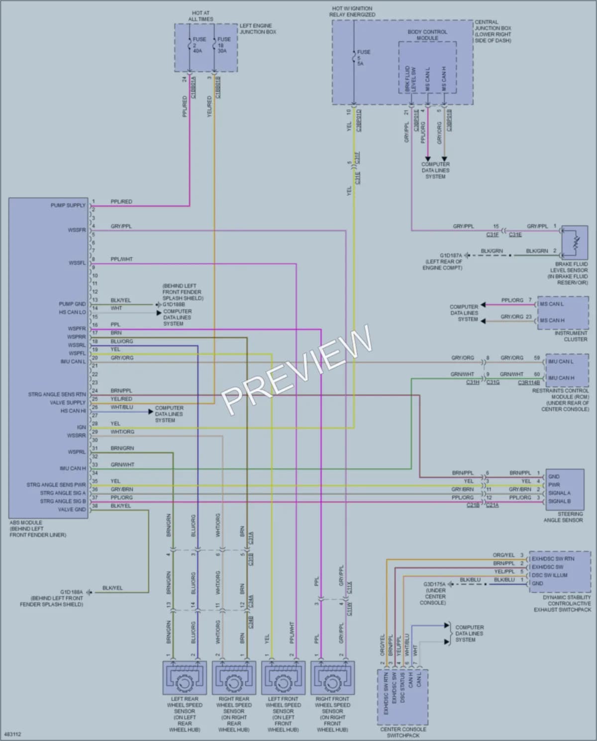 2015 Jaguar FType Anti Lock Brakes wiring diagram preview