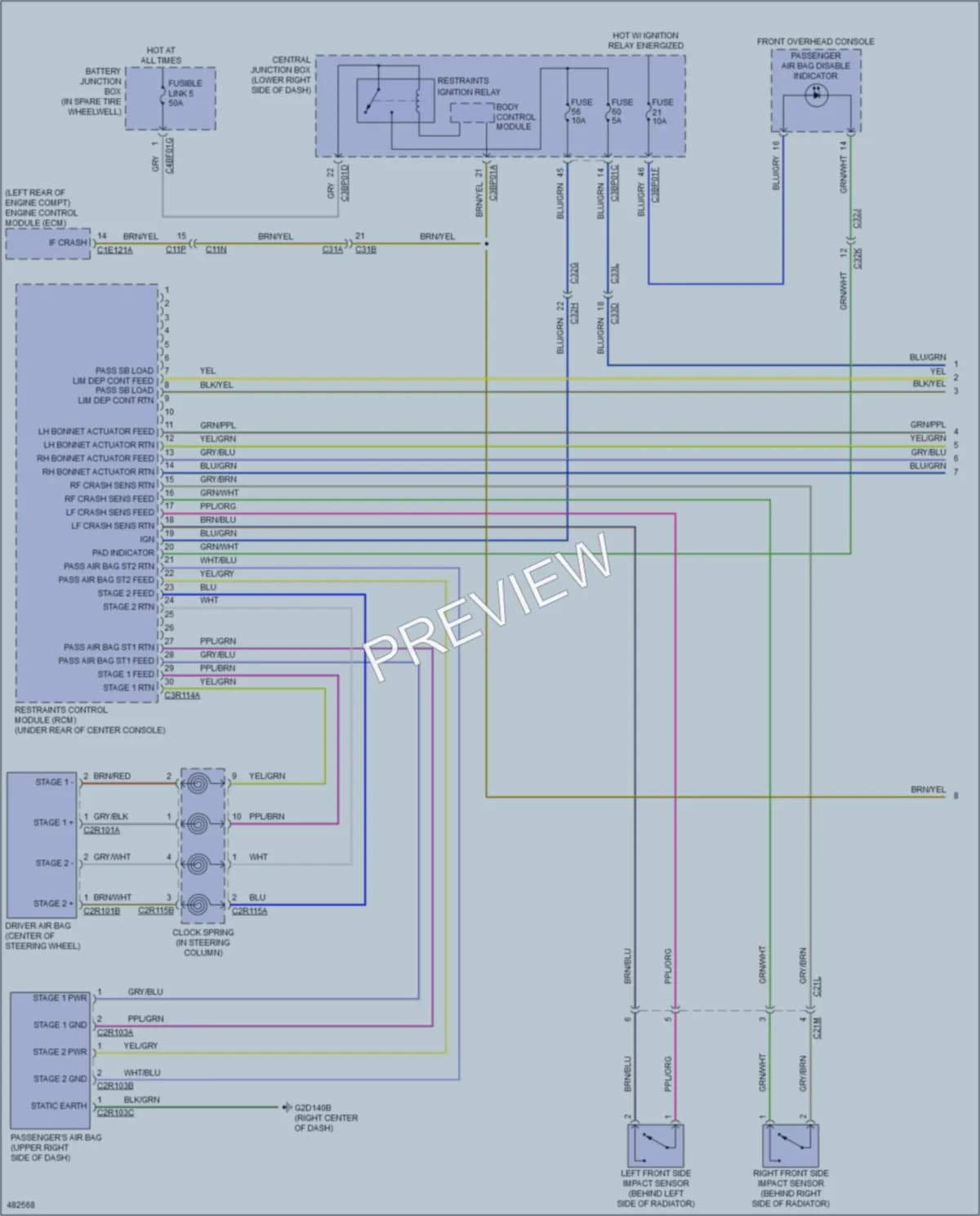 2015 Jaguar FType Supplemental Restraints wiring diagram preview