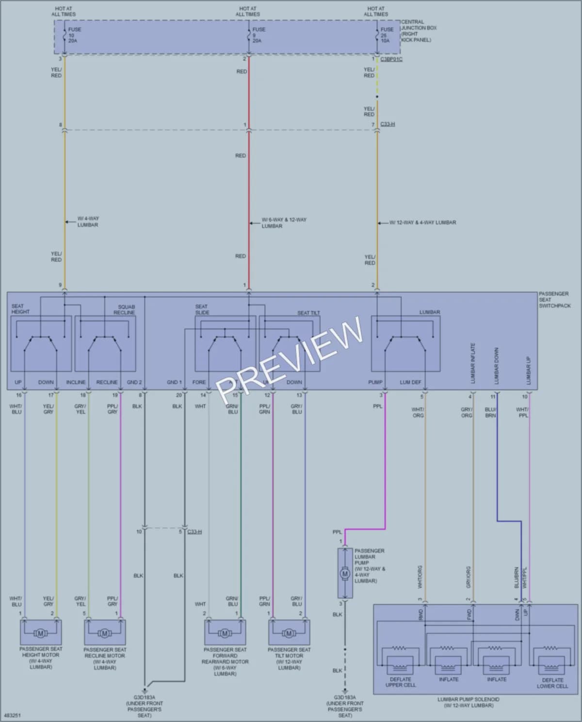 2015 Jaguar XF Power Seats wiring diagram preview