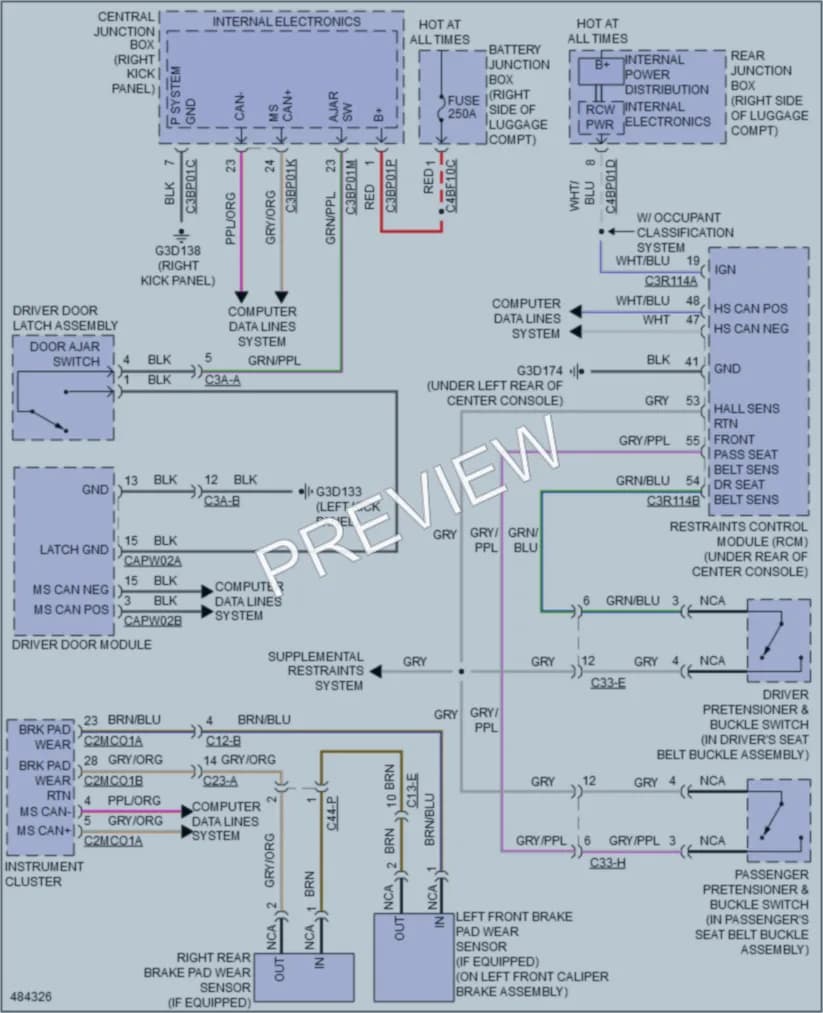2015 Jaguar XF Warning Systems wiring diagram preview