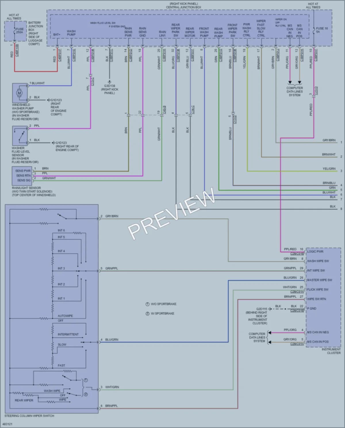 2015 Jaguar XF Wiper Washer wiring diagram preview