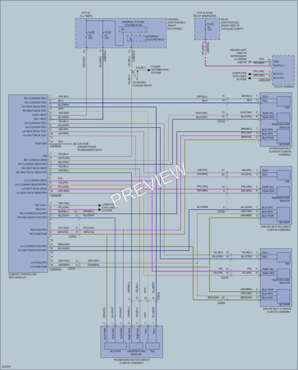 2015 Jaguar XFR Power Seats wiring diagram preview
