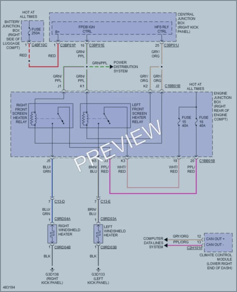 2015 Jaguar XFRS Defoggers wiring diagram preview