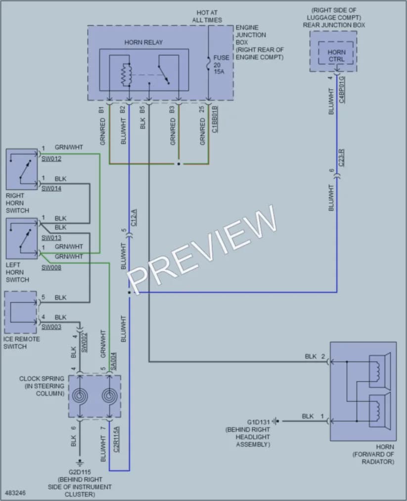2015 Jaguar XFRS Horn wiring diagram preview