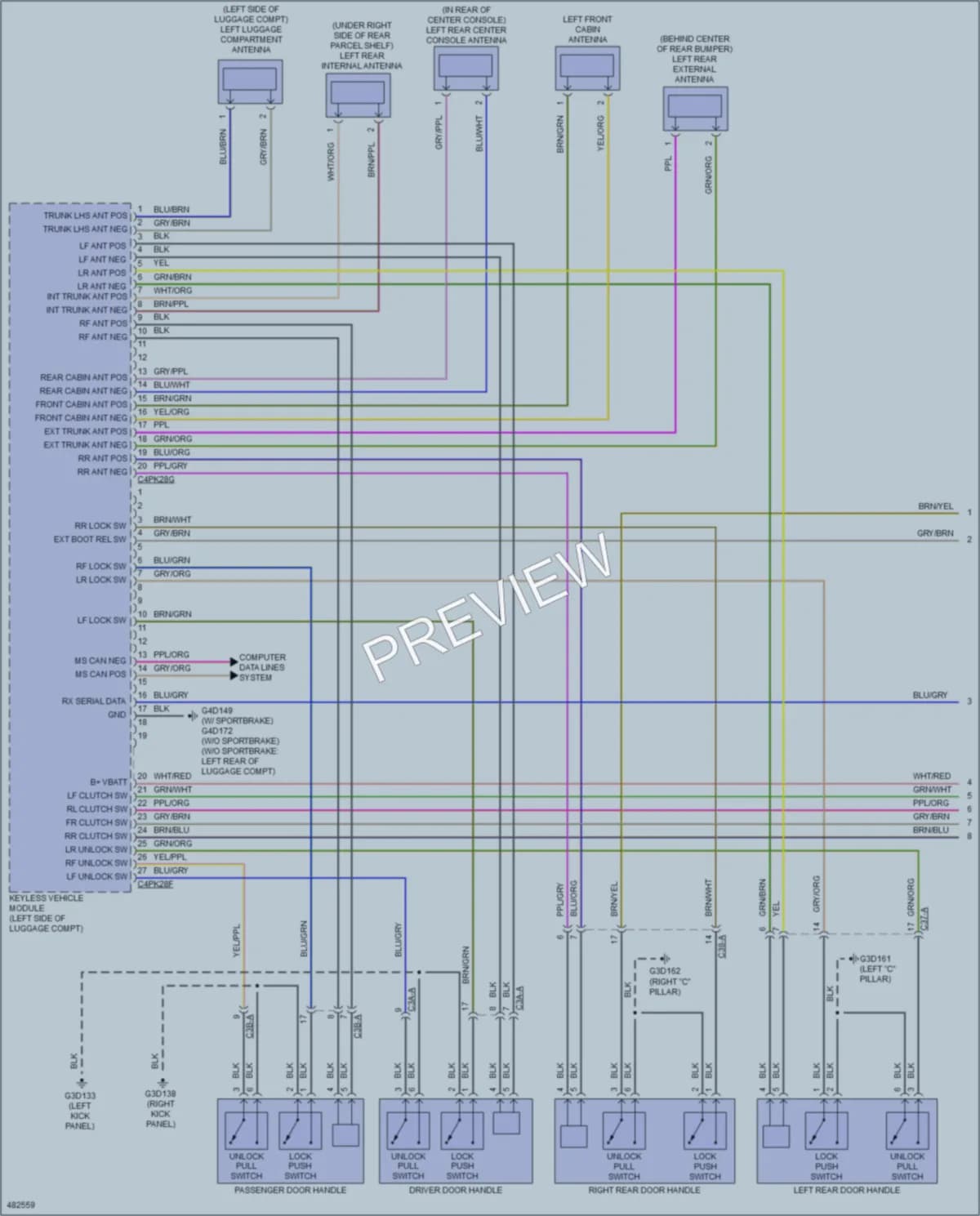 2015 Jaguar XFRS Power Door Locks wiring diagram preview